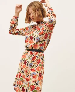 Robes|Comptoir des Cotonniers Aglae - Robe Fluide Imprimee 8857 31 Beige Print