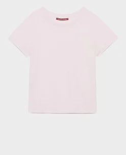 Tops|Comptoir des Cotonniers Amandine - T-Shirt Col Rond En Lin 0100 Pink Marshmallow