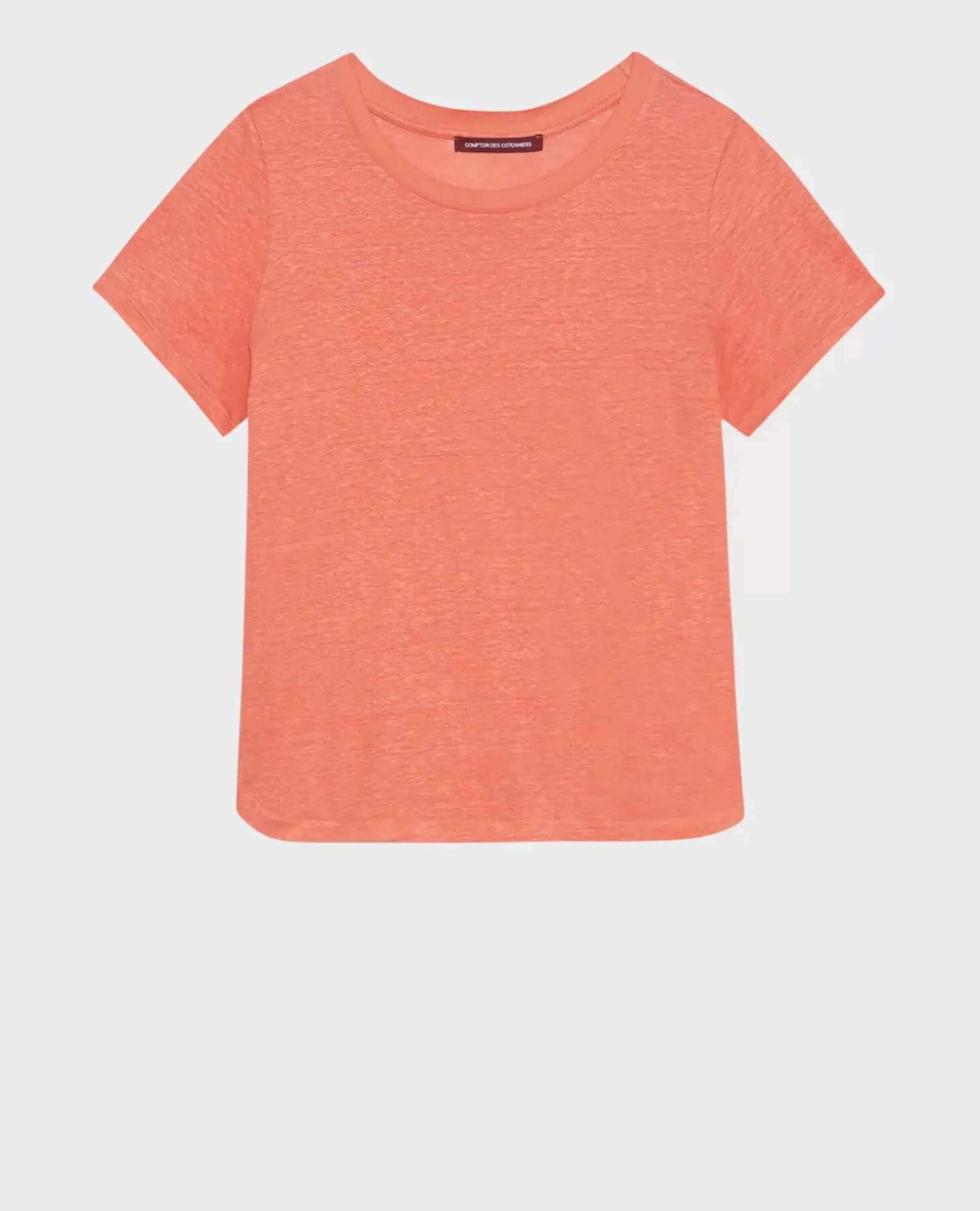 Tops|Comptoir des Cotonniers Amandine - T-Shirt Col Rond En Lin 21 Light Orange