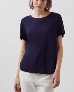 Tops|Comptoir des Cotonniers Amandine - T-Shirt Col Rond En Lin 68 Blue