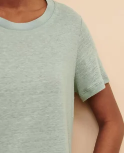 Tops|Comptoir des Cotonniers Amandine - T-Shirt Col Rond En Lin 50 Green