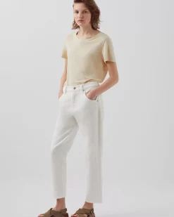 Tops|Comptoir des Cotonniers Amandine - T-Shirt Col Rond En Lin 0300 Castle Wall
