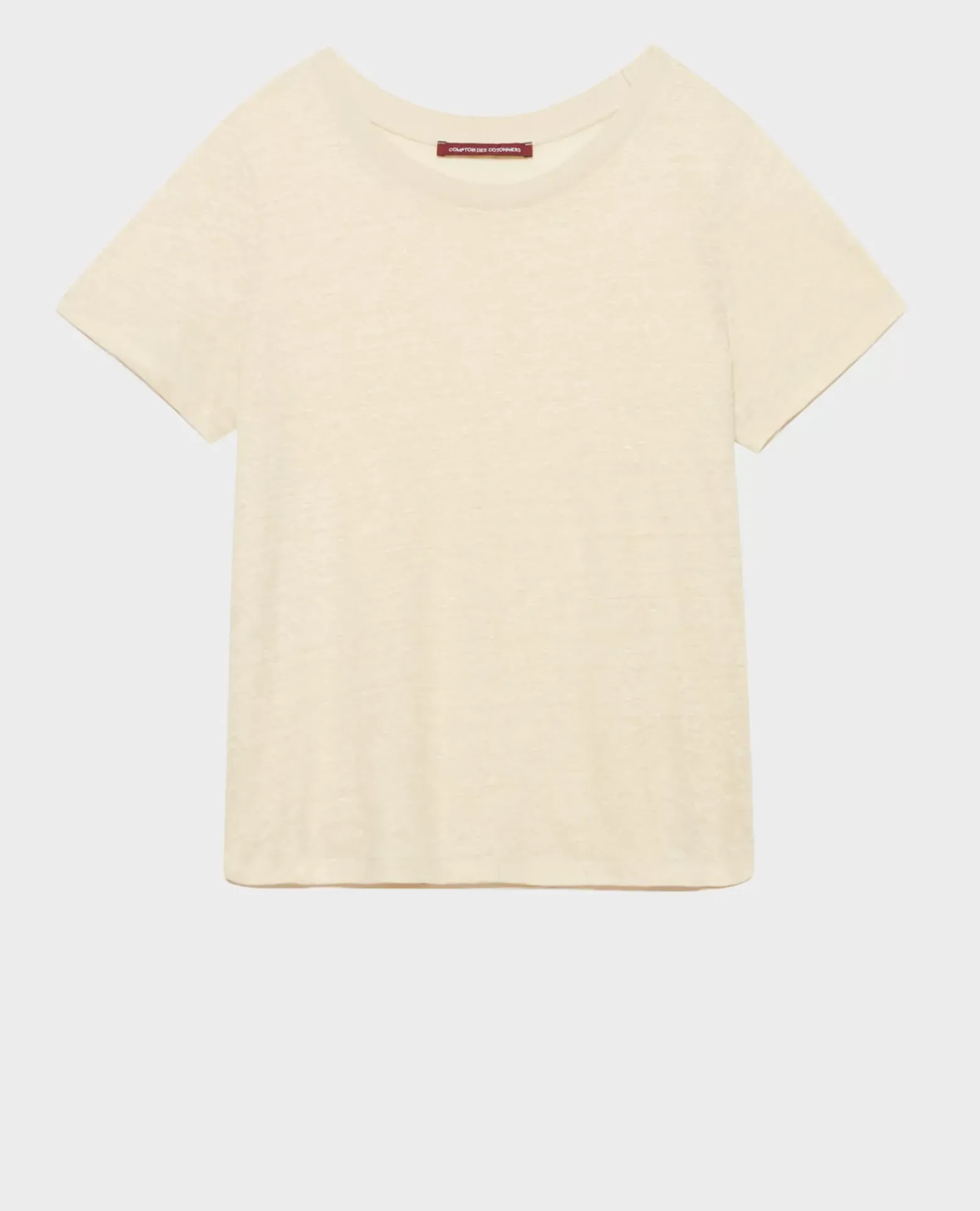 Tops|Comptoir des Cotonniers Amandine - T-Shirt Col Rond En Lin 0300 Castle Wall