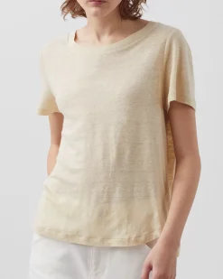 Tops|Comptoir des Cotonniers Amandine - T-Shirt Col Rond En Lin 0300 Castle Wall