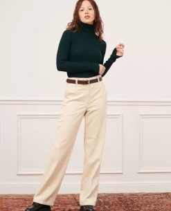 Pantalons|Comptoir des Cotonniers Blandine - Pantalon Droit En Velours Cotele 7107C 02 White