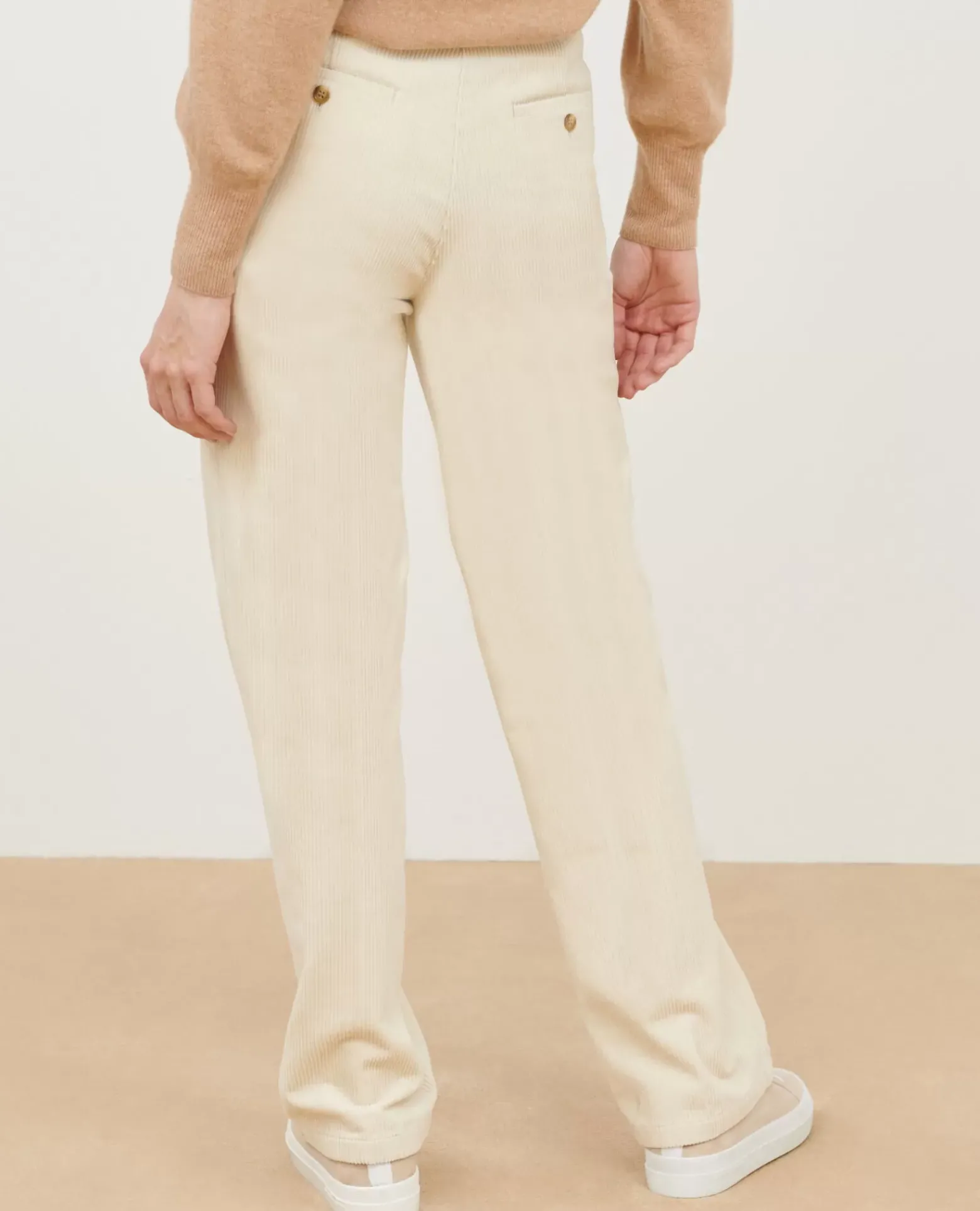 Pantalons|Comptoir des Cotonniers Blandine - Pantalon Droit En Velours Cotele 7107C 02 White