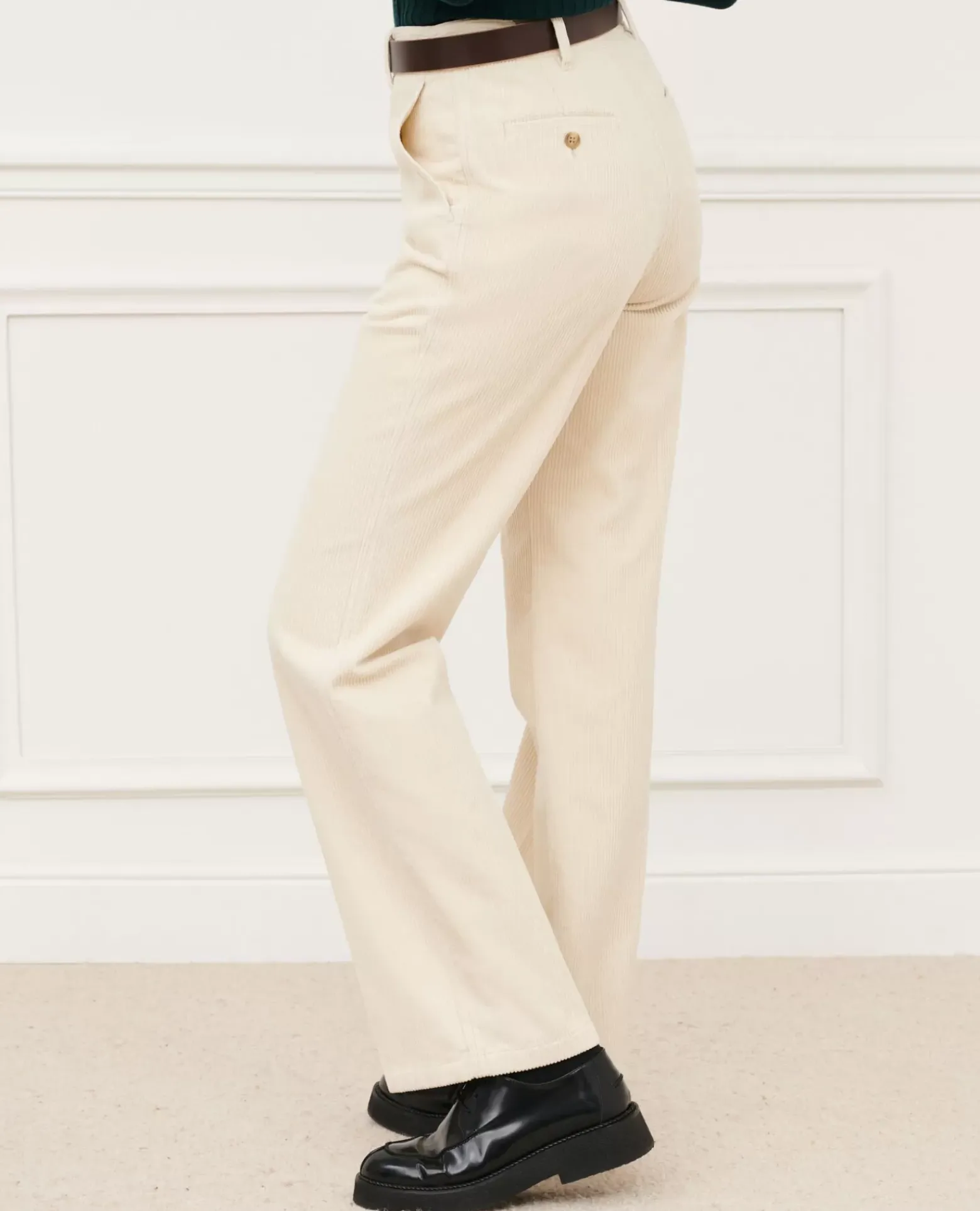 Pantalons|Comptoir des Cotonniers Blandine - Pantalon Droit En Velours Cotele 7107C 02 White