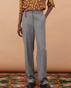 Pantalons|Comptoir des Cotonniers Blandine - Pantalon Droit En Flanelle 8901 04 Gray