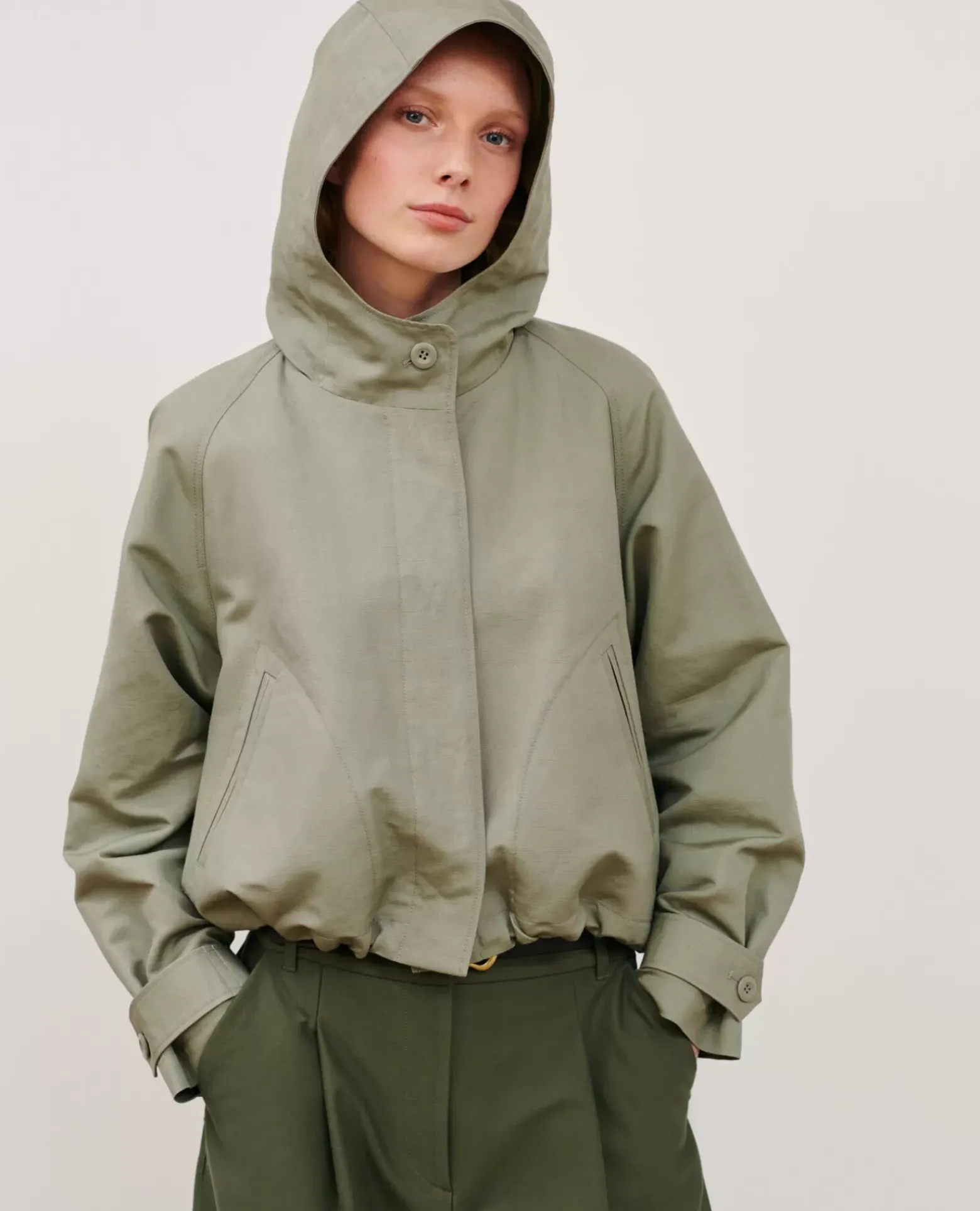 Vestes & Trenchs|Comptoir des Cotonniers Blouson En Lin Melange 0560 Vetiver
