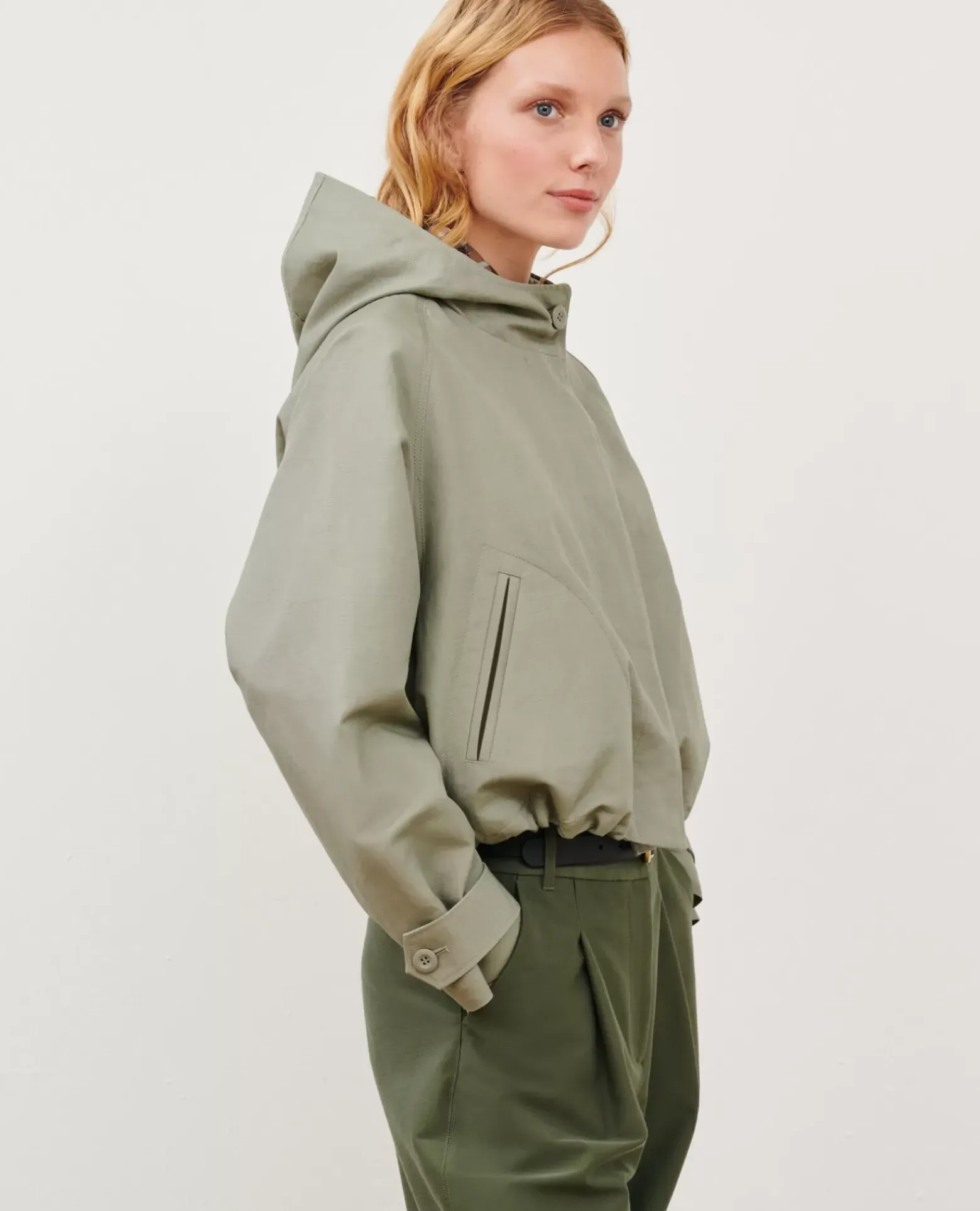 Vestes & Trenchs|Comptoir des Cotonniers Blouson En Lin Melange 0560 Vetiver