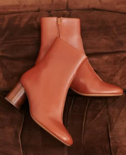 Chaussures|Comptoir des Cotonniers Boots A Talon En Cuir 8884 34 Brown
