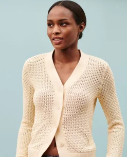 Maille|Comptoir des Cotonniers Cardigan Ajoure En Coton 0401 Ivory