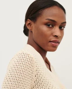 Maille|Comptoir des Cotonniers Cardigan Ajoure En Coton 0401 Ivory
