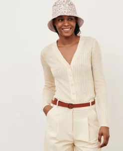 Maille|Comptoir des Cotonniers Cardigan En Lin 0010 Buttercream