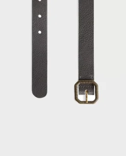 Ceintures|Comptoir des Cotonniers Ceinture Fine En Cuir 8879 58 Darkgreen