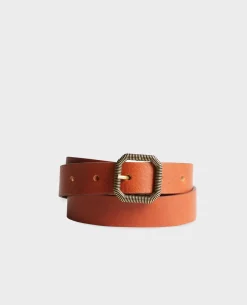 Ceintures|Comptoir des Cotonniers Ceinture Fine En Cuir 7023 29 Dark Orange