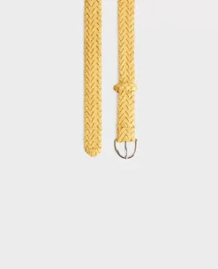 Ceintures|Comptoir des Cotonniers Ceinture Fine Tressee En Cuir 0460 Ochre Yellow