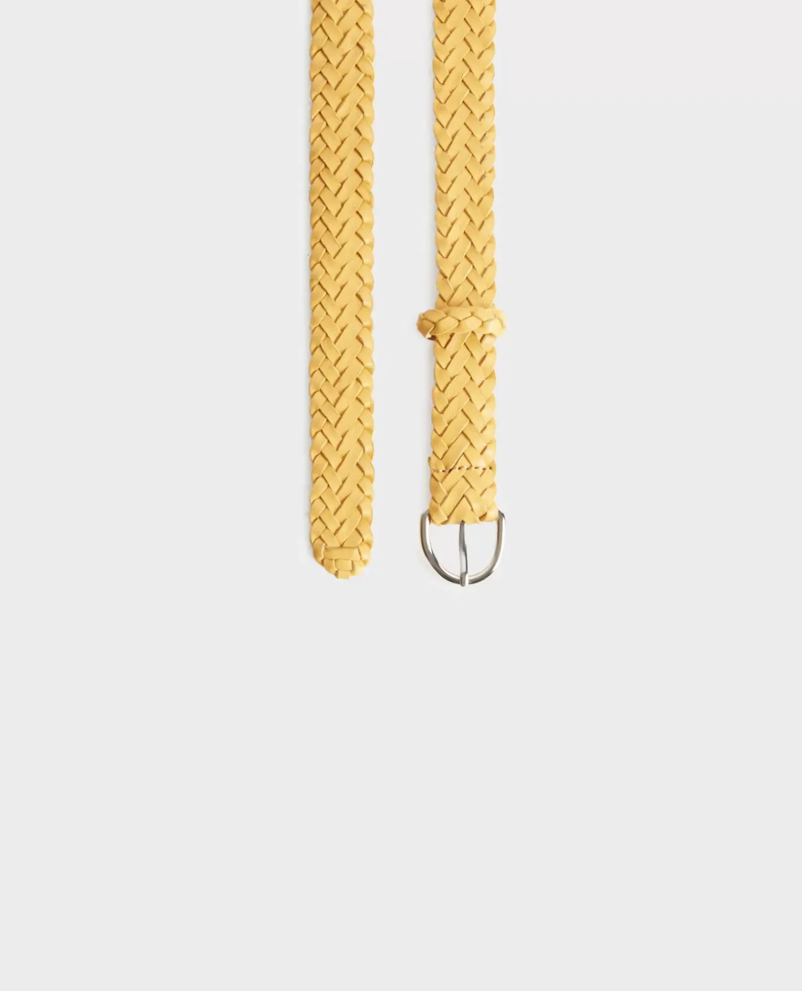 Ceintures|Comptoir des Cotonniers Ceinture Fine Tressee En Cuir 0460 Ochre Yellow