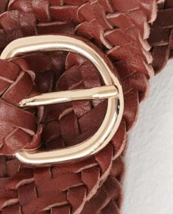 Ceintures|Comptoir des Cotonniers Ceinture Fine Tressee En Cuir 4161C Brandy Brown