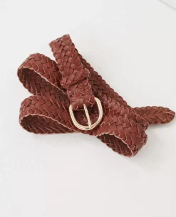 Ceintures|Comptoir des Cotonniers Ceinture Fine Tressee En Cuir 4161C Brandy Brown