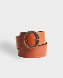 Ceintures|Comptoir des Cotonniers Ceinture Large En Cuir 9902 29 Dark Orange