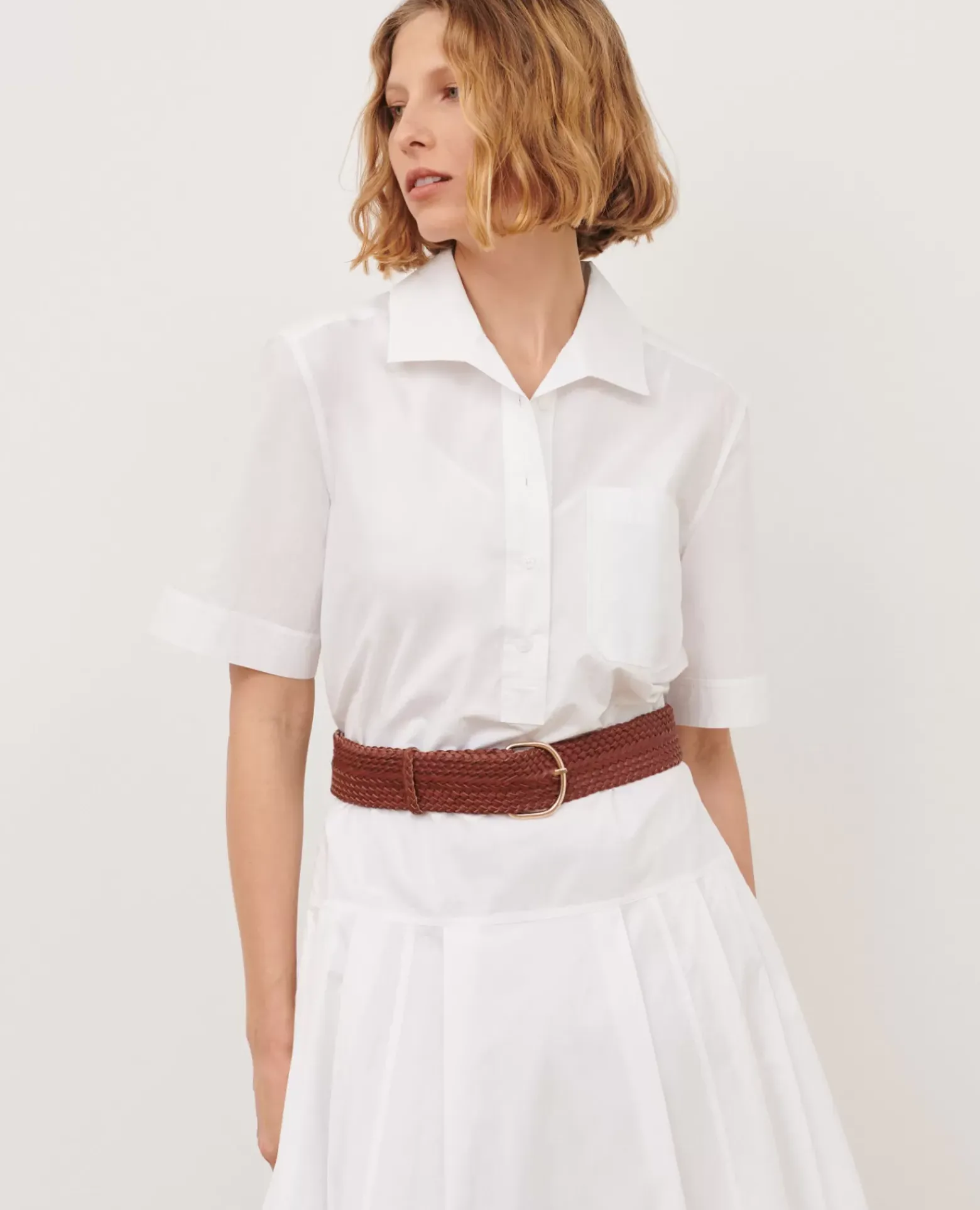 Ceintures|Comptoir des Cotonniers Ceinture Large Tressee En Cuir 4161C Brandy Brown