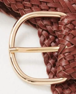 Ceintures|Comptoir des Cotonniers Ceinture Large Tressee En Cuir 4161C Brandy Brown