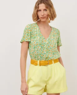Ceintures|Comptoir des Cotonniers Ceinture Large Tressee En Cuir 0460 Ochre Yellow