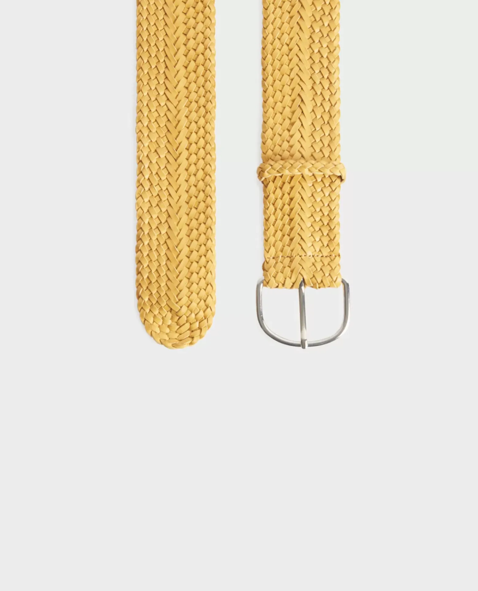 Ceintures|Comptoir des Cotonniers Ceinture Large Tressee En Cuir 0460 Ochre Yellow
