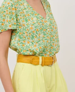 Ceintures|Comptoir des Cotonniers Ceinture Large Tressee En Cuir 0460 Ochre Yellow
