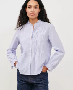 Blouses & Chemises|Comptoir des Cotonniers Chemise En Coton 0612 Blue Mini Stripes