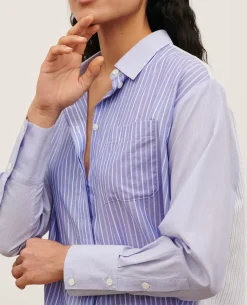 Blouses & Chemises|Comptoir des Cotonniers Chemise Liquette En Coton 0622 Blue Medium Stripes