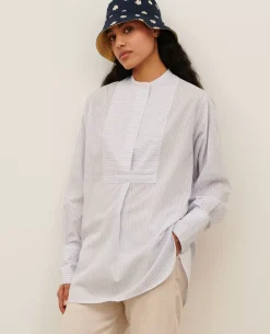 Blouses & Chemises|Comptoir des Cotonniers Chemise Liquette En Coton 0622 Blue Medium Stripes