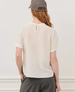 Tops|Comptoir des Cotonniers Corinne - T-Shirt En Soie 01 White