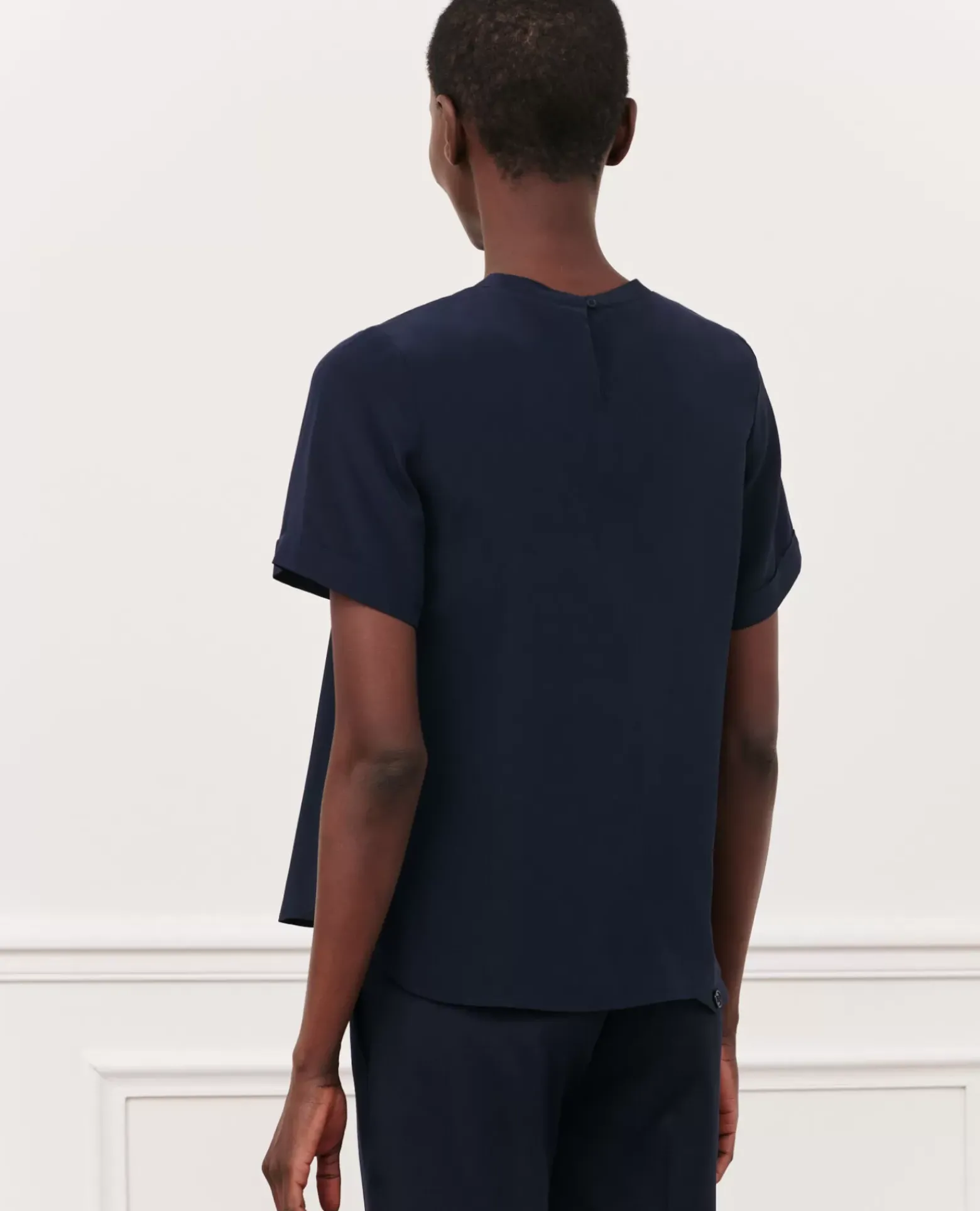 Tops|Comptoir des Cotonniers Corinne - T-Shirt En Soie 7012C 69 Navy