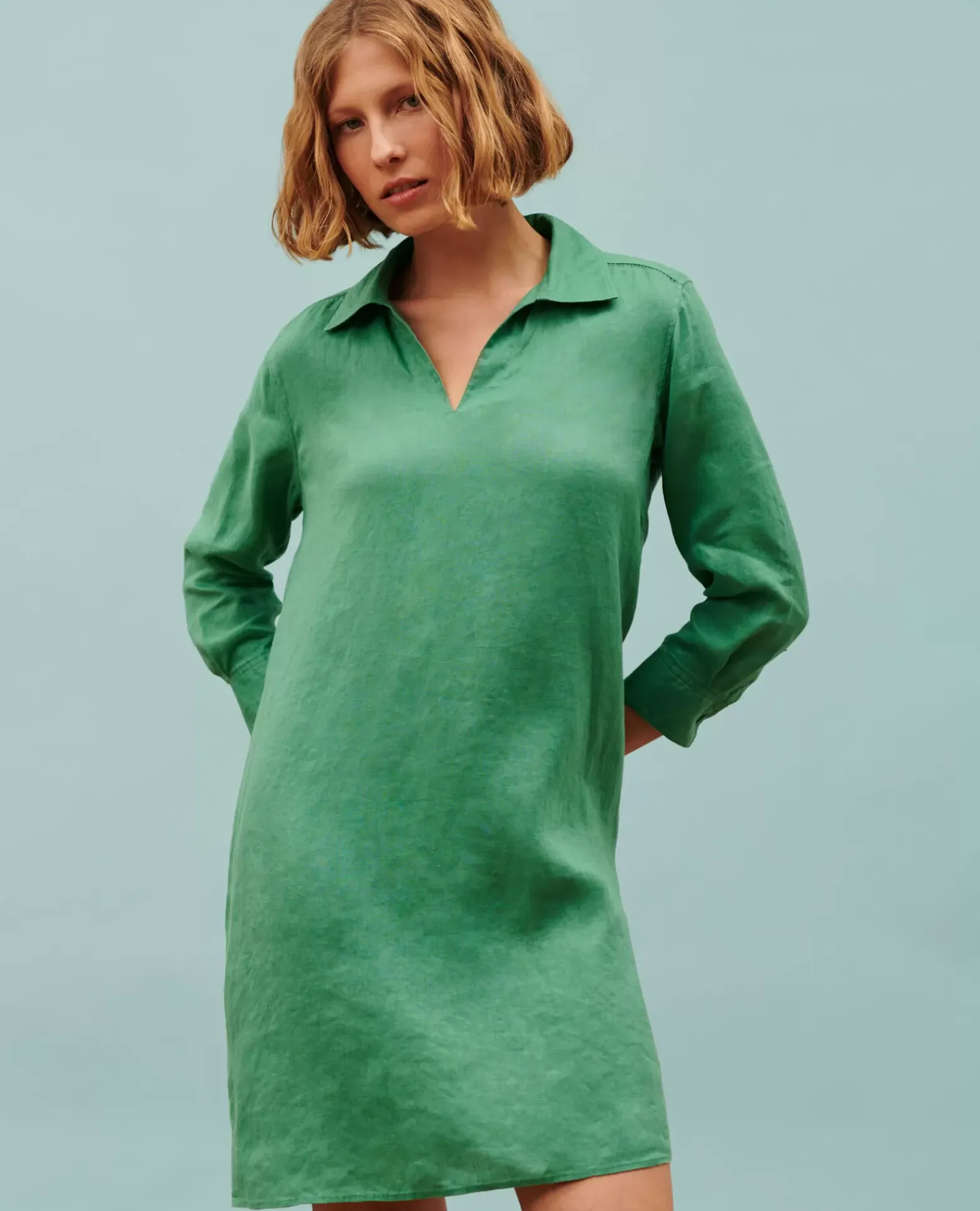 Robes|Comptoir des Cotonniers Daisy - Robe Ample En Lin 0542 Pine Green
