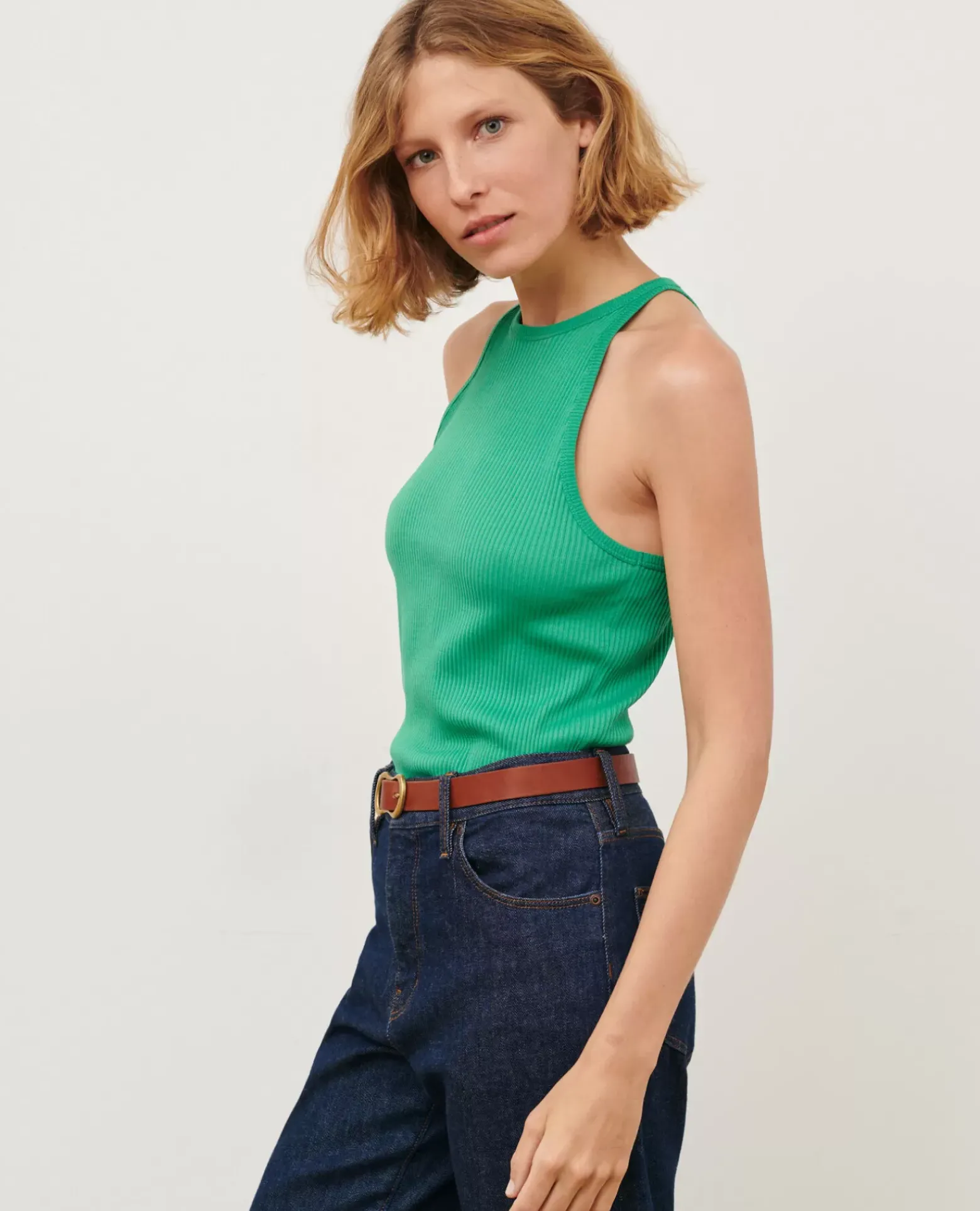 Tops|Comptoir des Cotonniers Debardeur En Coton 0542 Pine Green