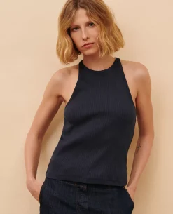 Tops|Comptoir des Cotonniers Debardeur En Coton 0693 Navy