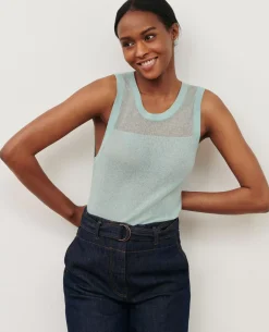 Tops|Comptoir des Cotonniers Debardeur En Coton Melange 0500 Surf Spray Green