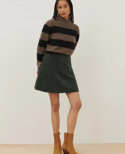 Jupes & Shorts|Comptoir des Cotonniers Jupe Courte En Velours Cotele 8817 58 Darkgreen