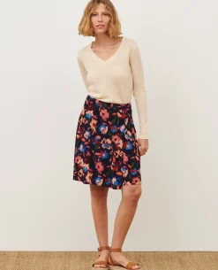 Jupes & Shorts|Comptoir des Cotonniers Jupe Courte Imprimee 8858 69 Navy Print