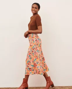 Jupes & Shorts|Comptoir des Cotonniers Jupe Fluide Imprimee 0230 Fauve Orange