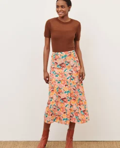 Jupes & Shorts|Comptoir des Cotonniers Jupe Fluide Imprimee 0230 Fauve Orange