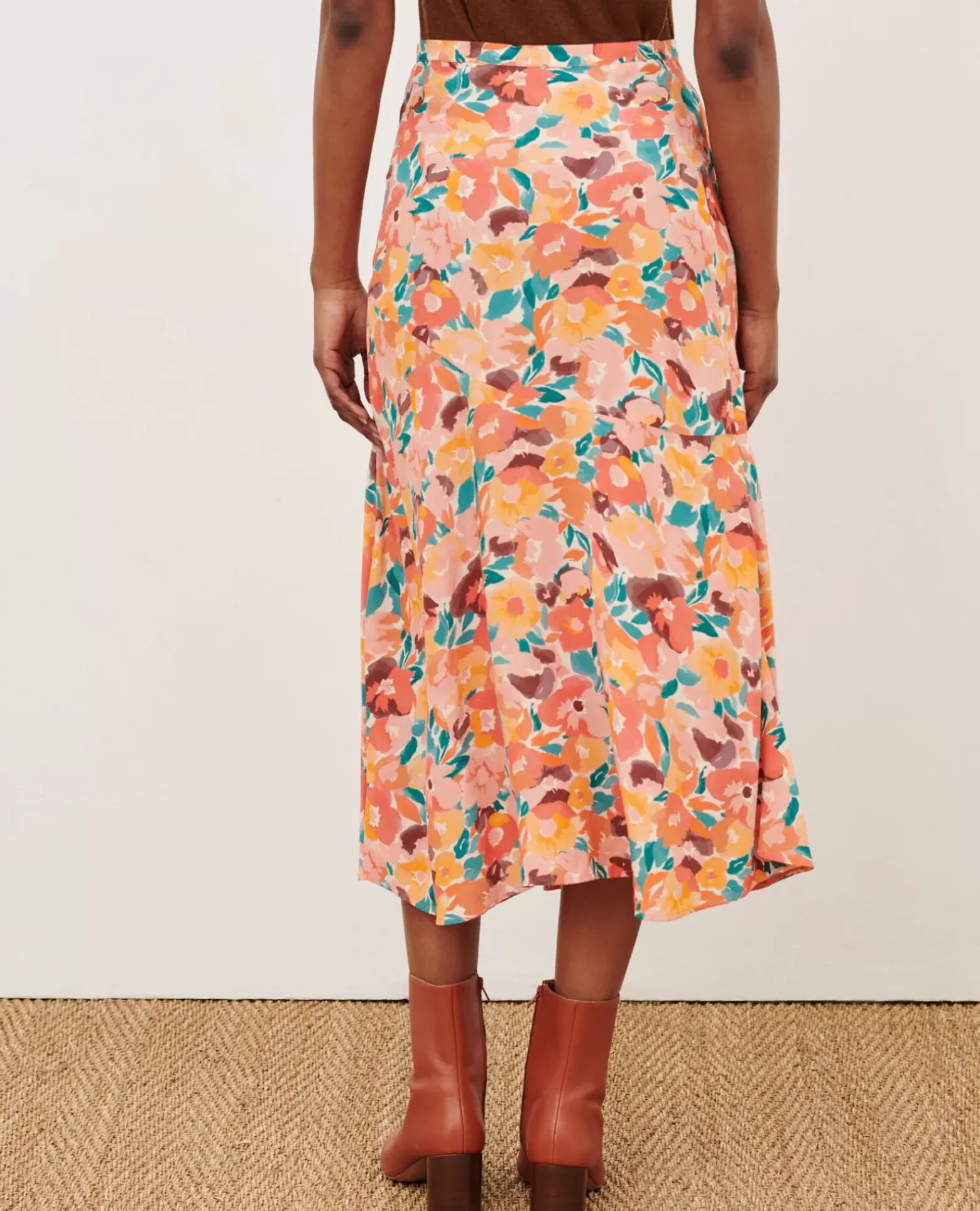 Jupes & Shorts|Comptoir des Cotonniers Jupe Fluide Imprimee 0230 Fauve Orange