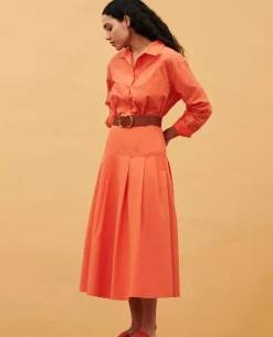 Jupes & Shorts|Comptoir des Cotonniers Jupe Longue En Coton 0250 Tiger Lily Orange