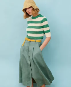Jupes & Shorts|Comptoir des Cotonniers Jupe Midi En Lin 0381 Dark Forest