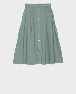 Jupes & Shorts|Comptoir des Cotonniers Jupe Midi En Lin 0381 Dark Forest