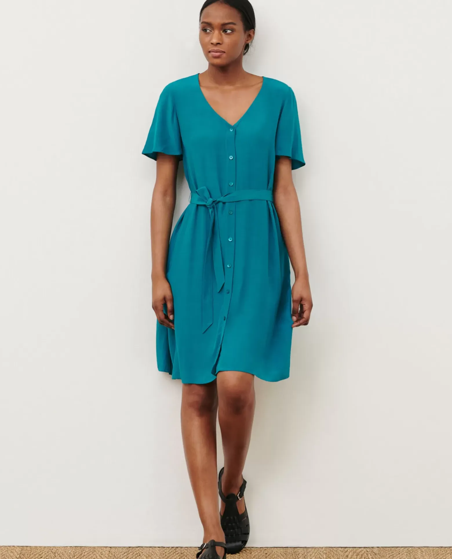 Robes|Comptoir des Cotonniers Laetitia - Robe Courte Fluide 8906 Harbor Blue