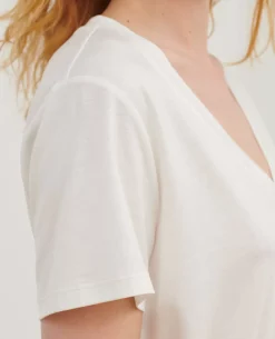 Tops|Comptoir des Cotonniers Lea - T-Shirt Fluide Col V Cloud Dancer