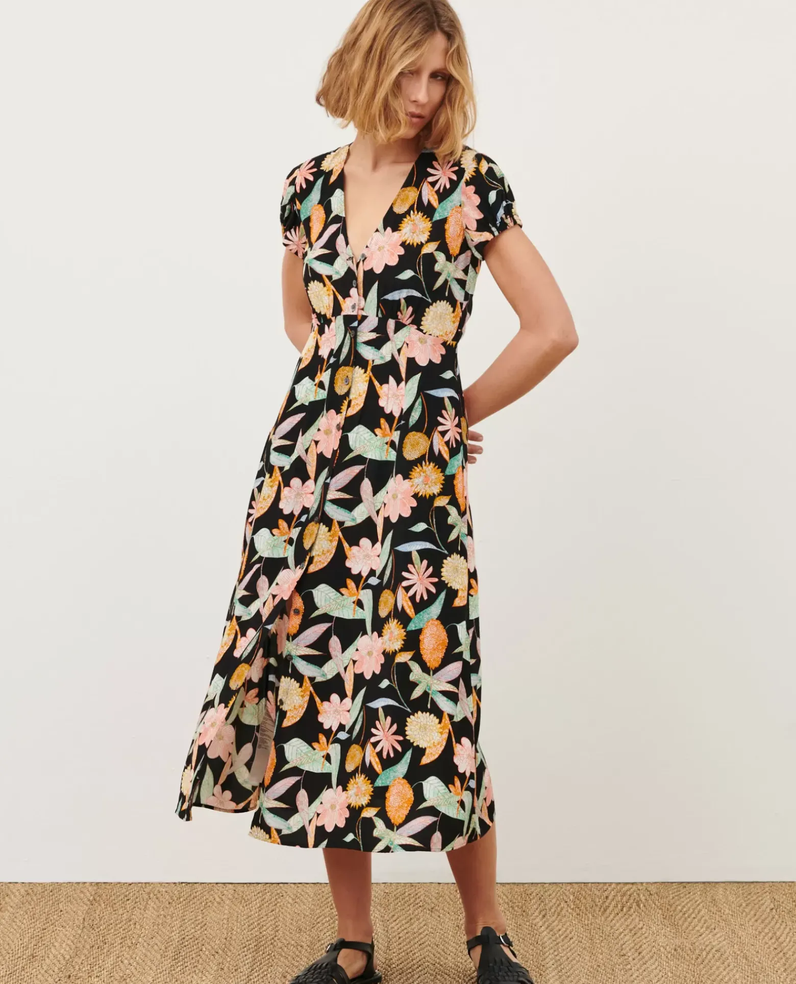 Robes|Comptoir des Cotonniers Ludivine - Robe Longue 0909 Black Aubepine